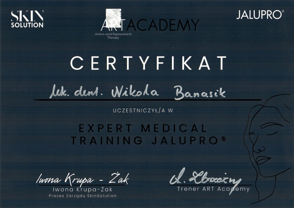 Certyfikat "EXPERT MEDICAL TRAINING JALUPRO"